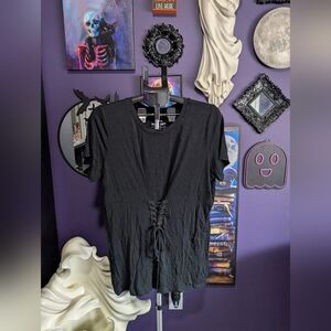 Torrid Black Lace-Up Short Sleeve Top